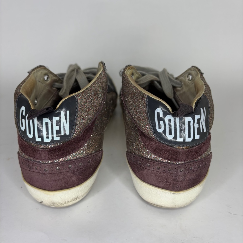 Golden Goose Green/Gold velour midstar Sneakers Silver Star Size 36 US 6 - Picture 12 of 16